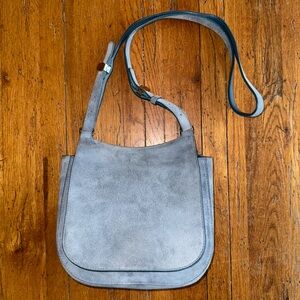 The Row Women’s Light Blue Suede Hunting Saddle Crossbody Bag 9